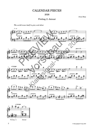CALENDAR PIECES: 2. Jan. 2026