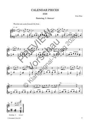 CALENDAR PIECES: 3. Jan. 2026