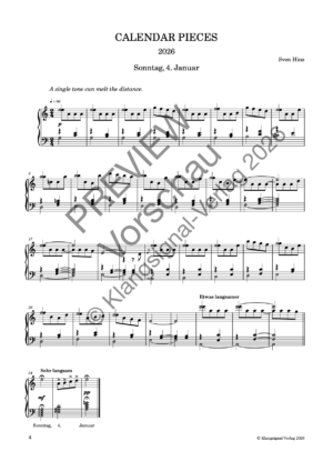 CALENDAR PIECES: 4. Jan. 2026