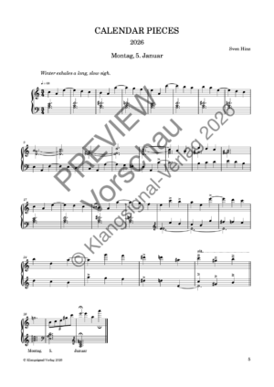 CALENDAR PIECES: 5. Jan. 2026