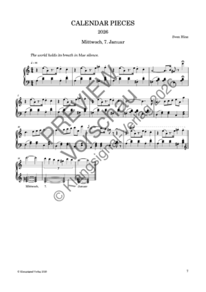 CALENDAR PIECES: 7. Jan. 2026