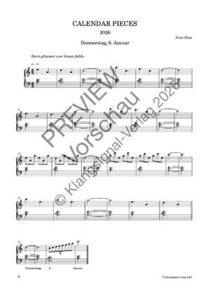 CALENDAR PIECES: 8. Jan. 2026