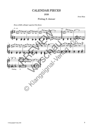 CALENDAR PIECES: 9. Jan. 2026