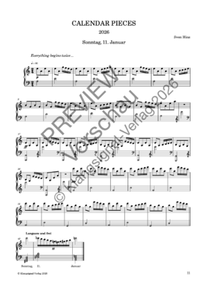 CALENDAR PIECES: 11. Jan. 2026