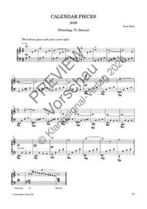 CALENDAR PIECES: 13. Jan. 2026