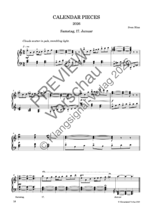 CALENDAR PIECES: 17. Jan. 2026