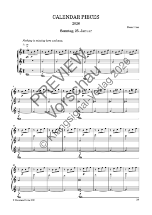 CALENDAR PIECES: 25. Jan. 2026