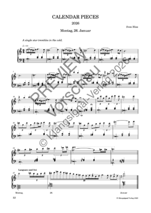 CALENDAR PIECES: 26. Jan. 2026